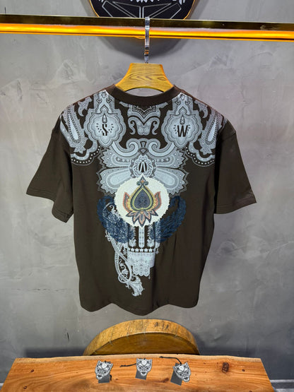 T-Shirt brown Oversize Broderie Paisley Baroque SAW 5112