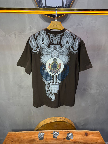 T-Shirt brown Oversize Broderie Paisley Baroque SAW 5112