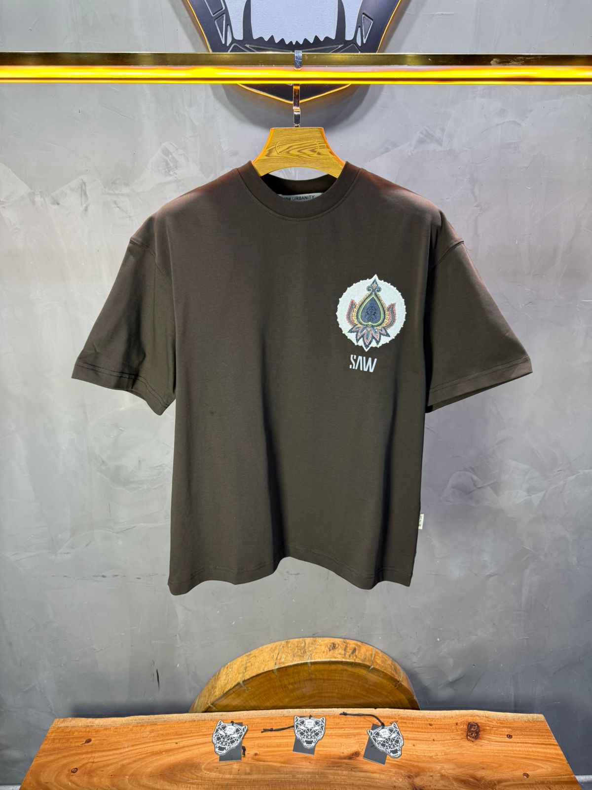 T-Shirt brown Oversize Broderie Paisley Baroque SAW 5112