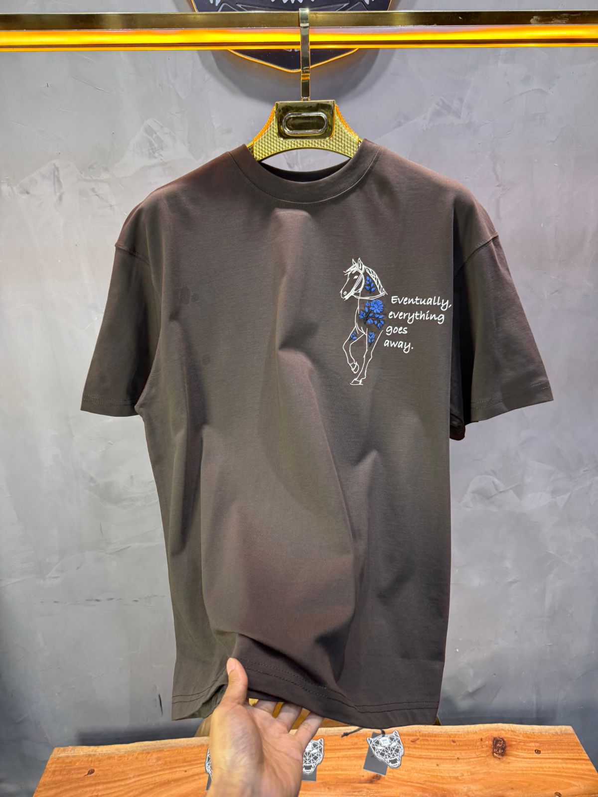 T-Shirt brown Oversize Broderie Cheval 5054 - ZG PREMIUM