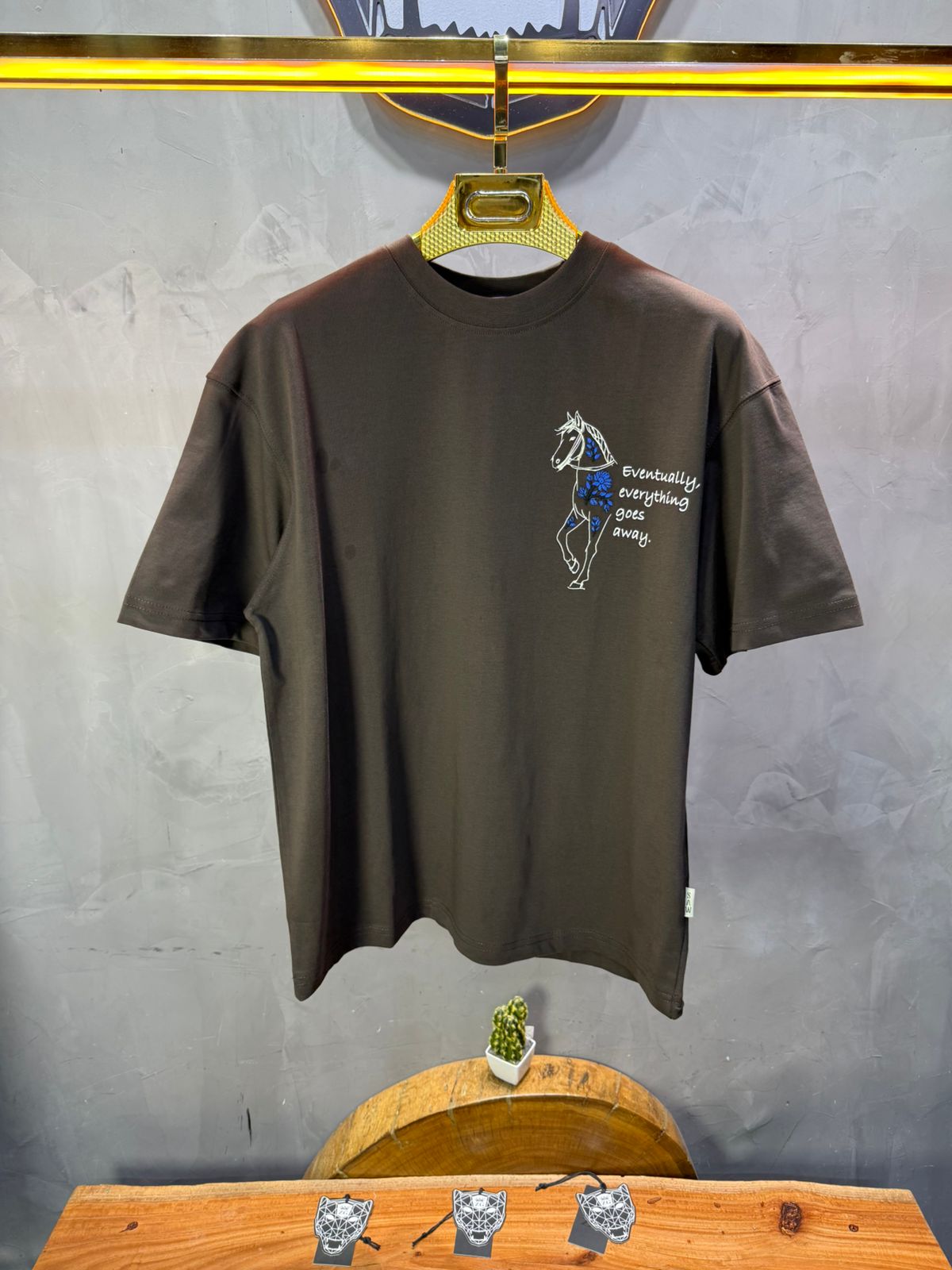 T-Shirt brown Oversize Broderie Cheval 5054 - ZG PREMIUM