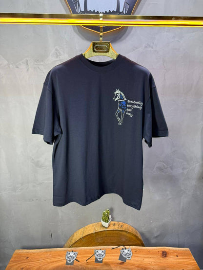 T-Shirt Navy Blue Oversize Broderie Cheval 5054