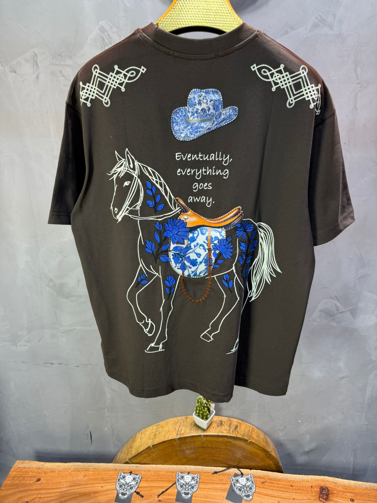 T-Shirt brown Oversize Broderie Cheval 5054 - ZG PREMIUM