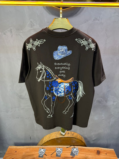 T-Shirt brown Oversize Broderie Cheval 5054 - ZG PREMIUM