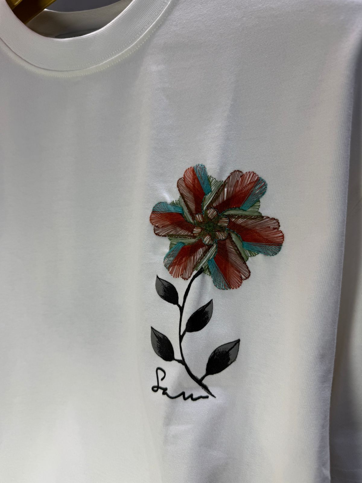 T-Shirt Oversize blanc Broderie Fleur Baroque Blanc Premium 5090 - ZG PREMIUM