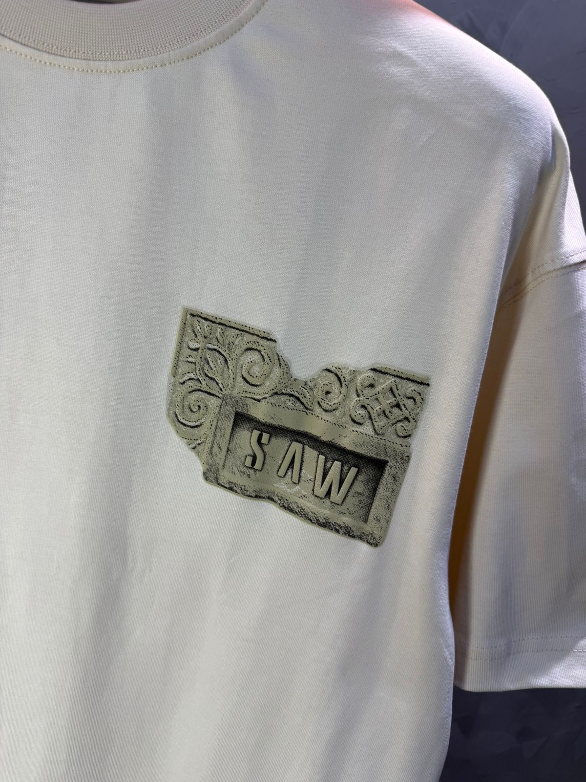 T-Shirt Oversize beige SAW Baroque 3D Oriental Paisley Noir Premium 5107 - ZG PREMIUM