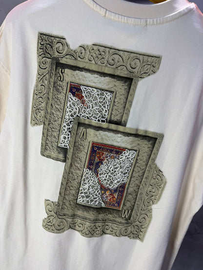 T-Shirt Oversize beige SAW Baroque 3D Oriental Paisley Noir Premium 5107 - ZG PREMIUM