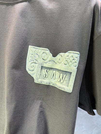 T-Shirt Oversize brown SAW Baroque 3D Oriental Paisley Noir Premium 5107 - ZG PREMIUM