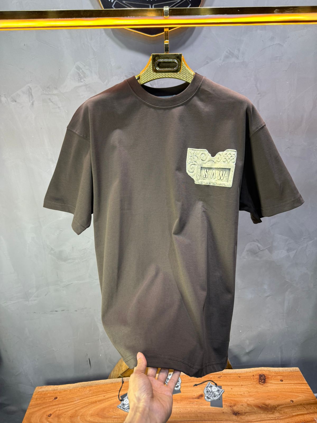 T-Shirt Oversize brown SAW Baroque 3D Oriental Paisley Noir Premium 5107 - ZG PREMIUM