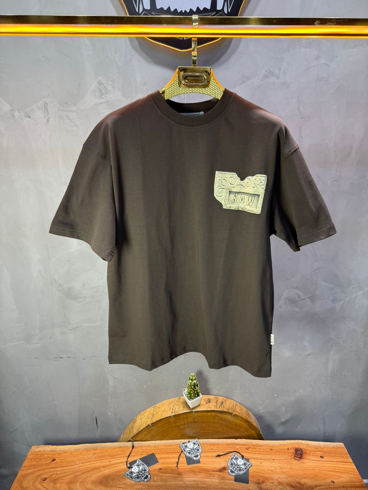 T-Shirt Oversize brown SAW Baroque 3D Oriental Paisley Noir Premium 5107 - ZG PREMIUM