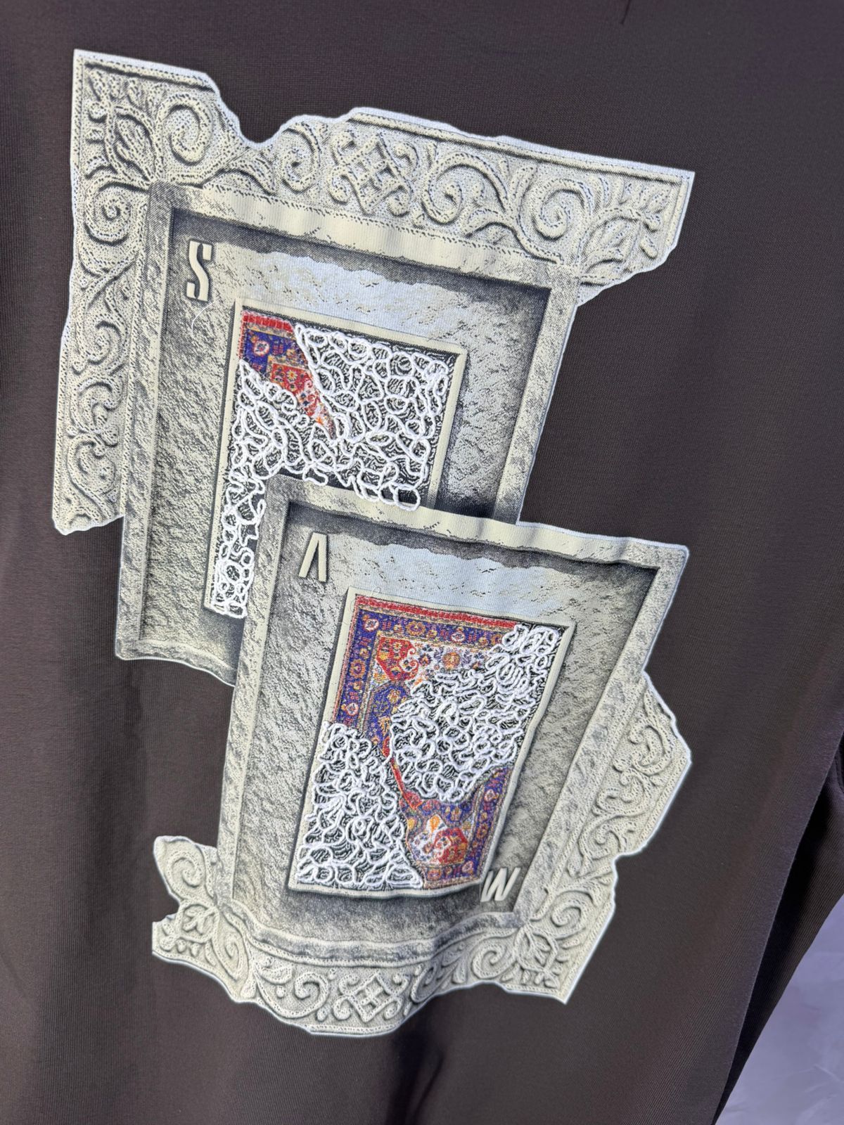 T-Shirt Oversize brown SAW Baroque 3D Oriental Paisley Noir Premium 5107 - ZG PREMIUM