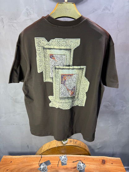 T-Shirt Oversize brown SAW Baroque 3D Oriental Paisley Noir Premium 5107 - ZG PREMIUM