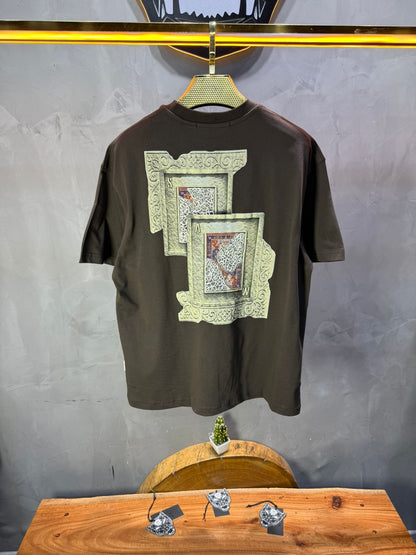 T-Shirt Oversize brown SAW Baroque 3D Oriental Paisley Noir Premium 5107 - ZG PREMIUM