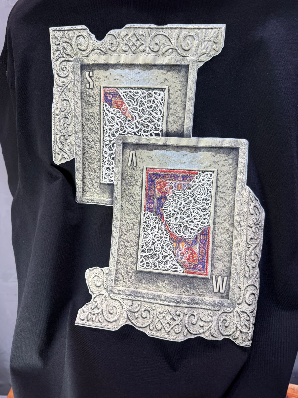 T-Shirt Oversize SAW Baroque 3D Oriental Paisley Noir Premium 5107 - ZG PREMIUM