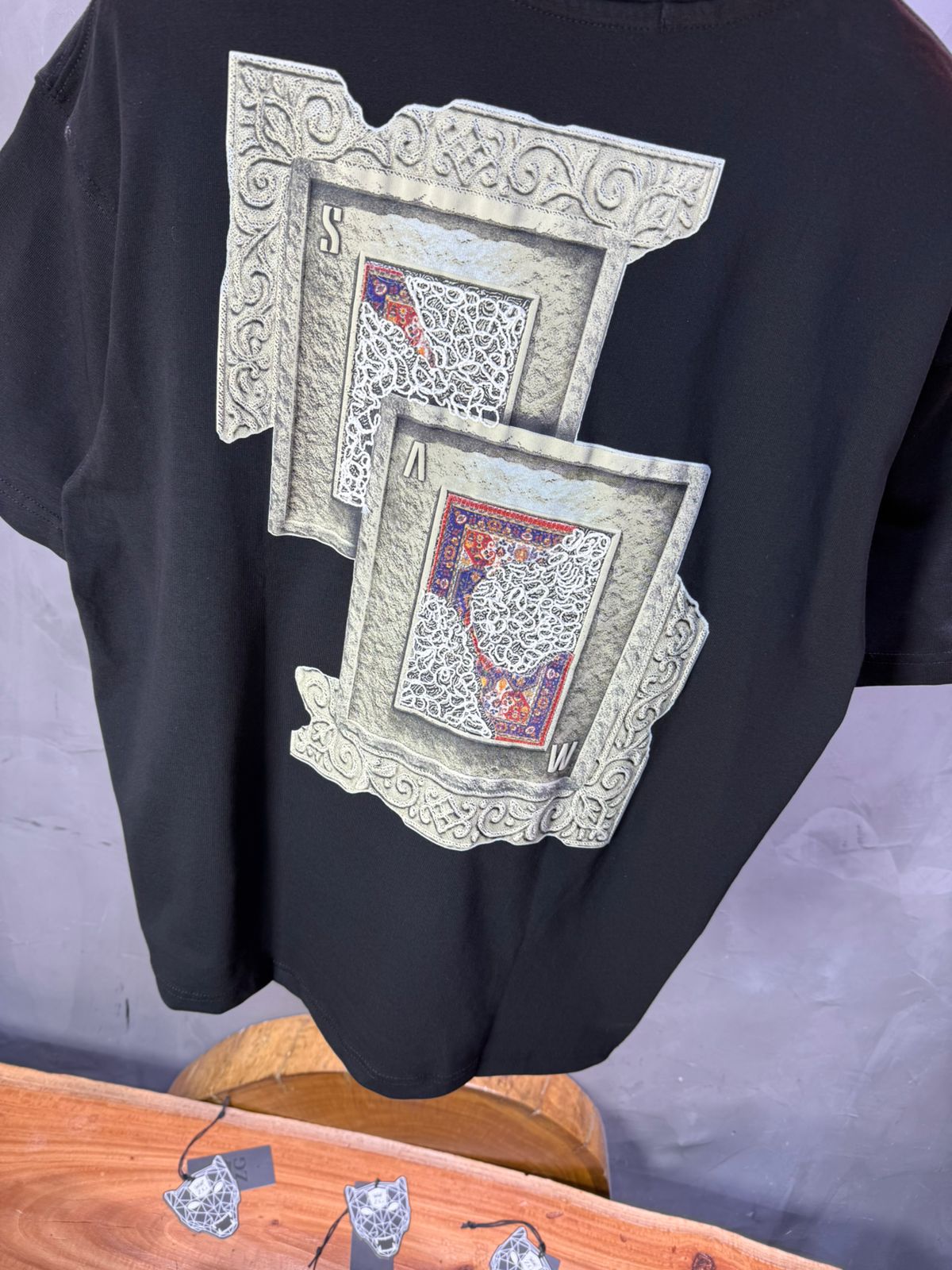 T-Shirt Oversize SAW Baroque 3D Oriental Paisley Noir Premium 5107 - ZG PREMIUM