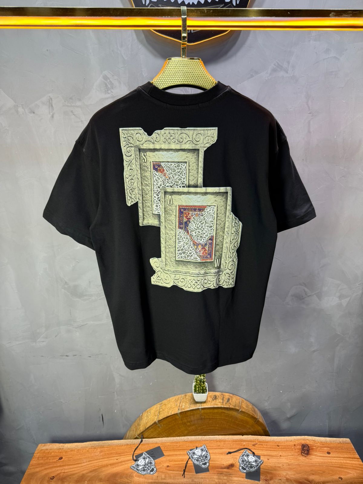 T-Shirt Oversize SAW Baroque 3D Oriental Paisley Noir Premium 5107 - ZG PREMIUM