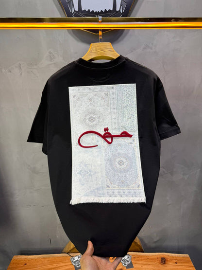 T-Shirt Oversize Noir Broderie Calligraphie "حق" Arabe 5052