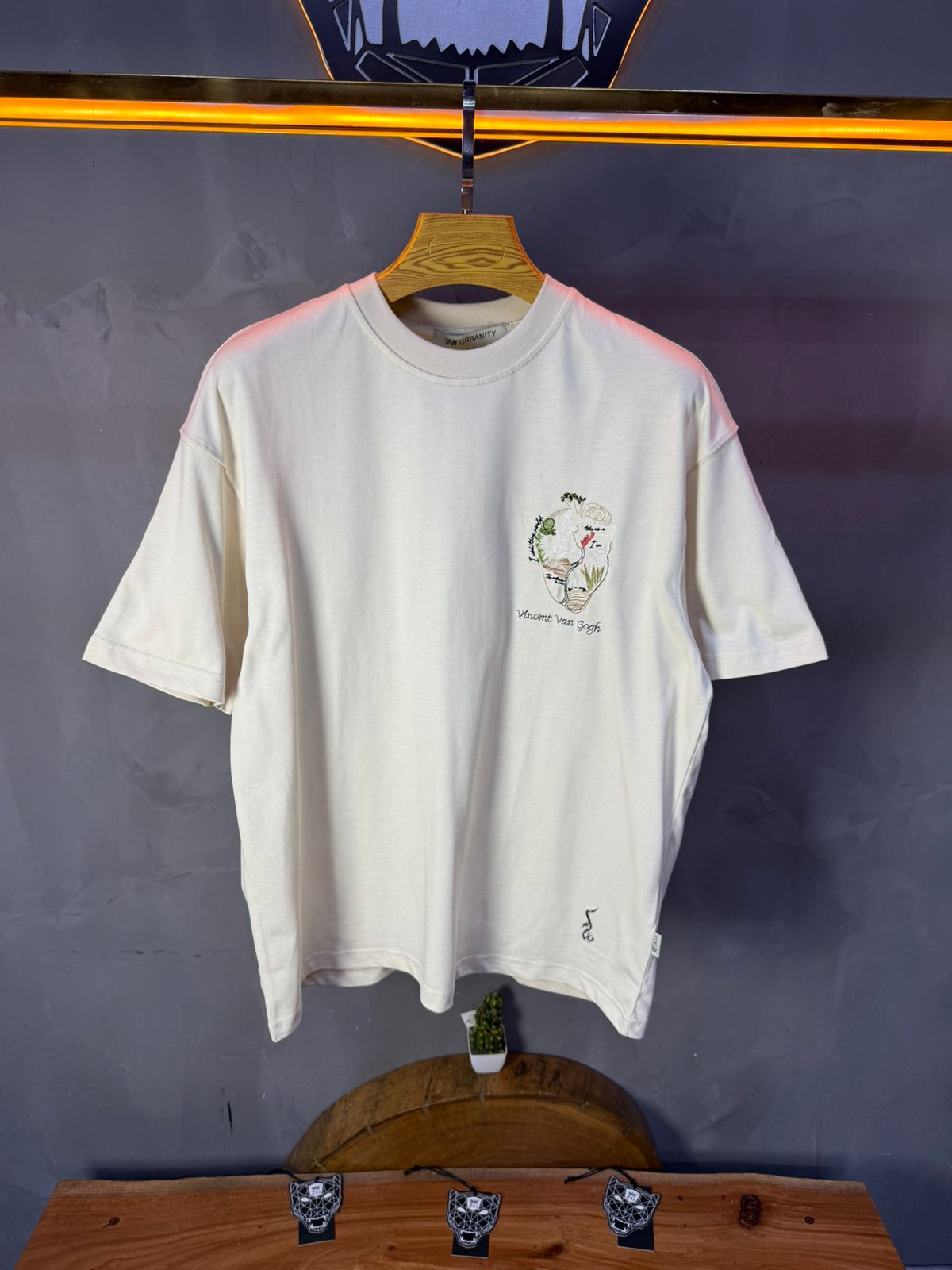 T-Shirt beige Oversize "Van Gogh" – Broderie Artistique Navy 5089 - ZG PREMIUM