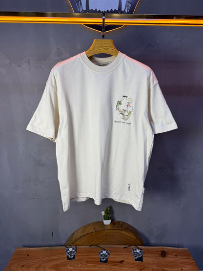 T-Shirt beige Oversize "Van Gogh" – Broderie Artistique Navy 5089 - ZG PREMIUM