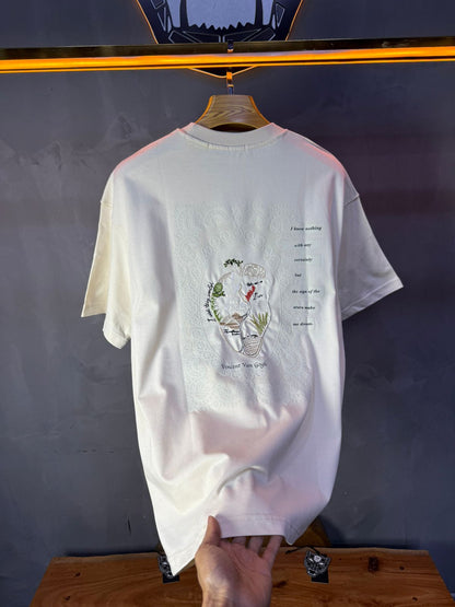 T-Shirt beige Oversize "Van Gogh" – Broderie Artistique Navy 5089 - ZG PREMIUM