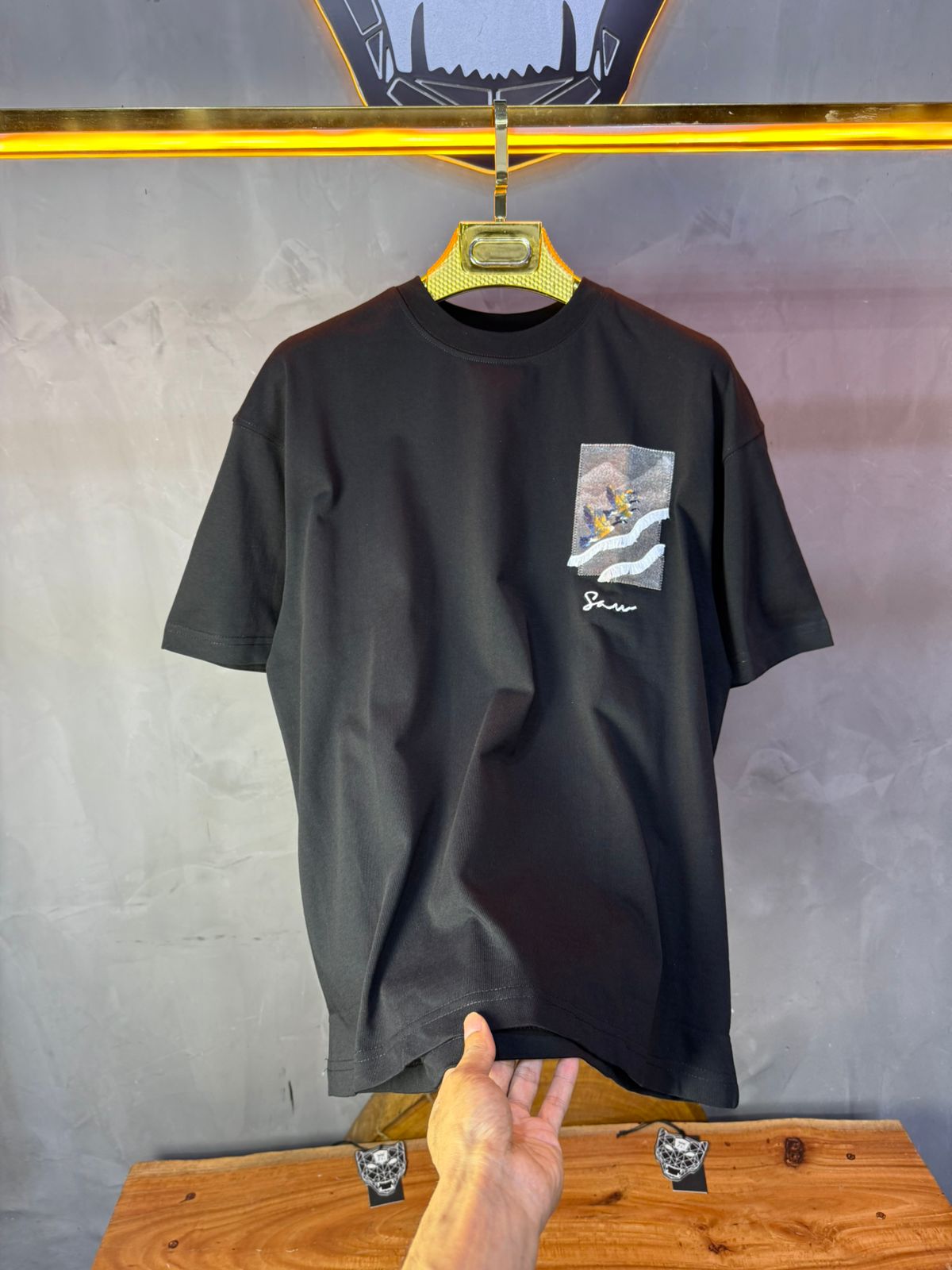 T-Shirt noir Oversize "Flying Eagle" – Broderie Artistique 5077 - ZG PREMIUM
