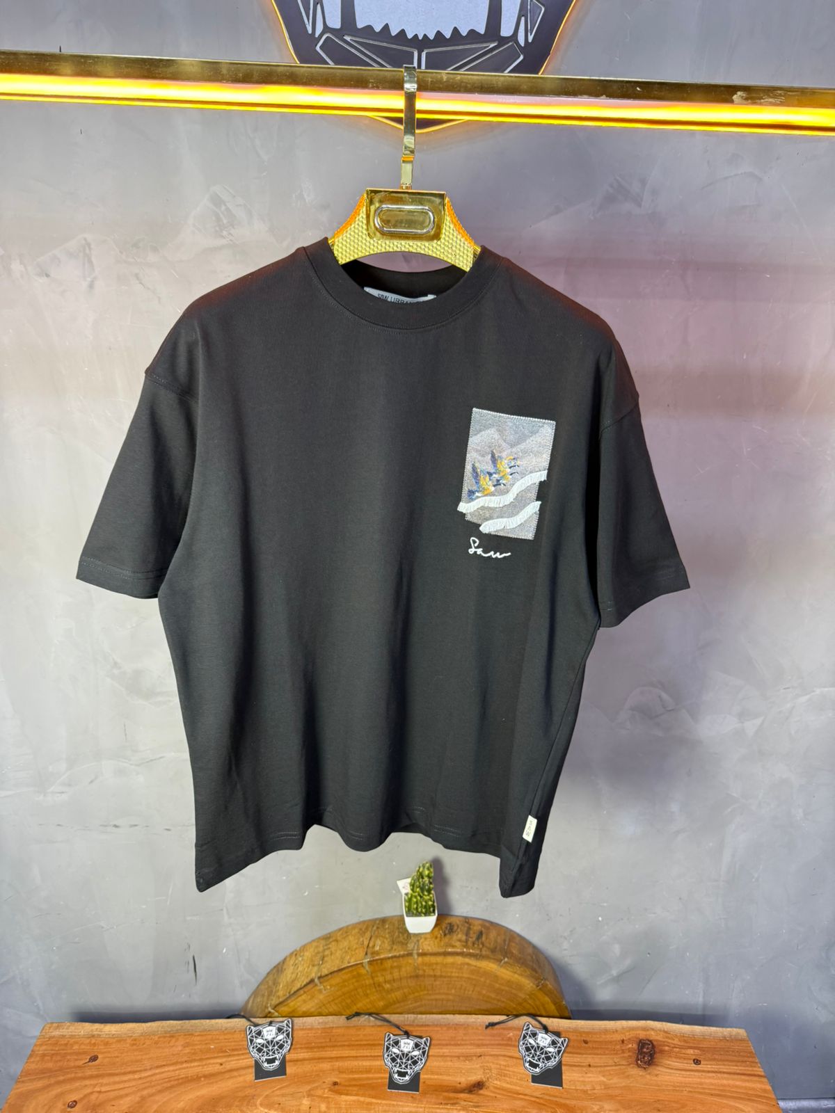 T-Shirt noir Oversize "Flying Eagle" – Broderie Artistique 5077 - ZG PREMIUM