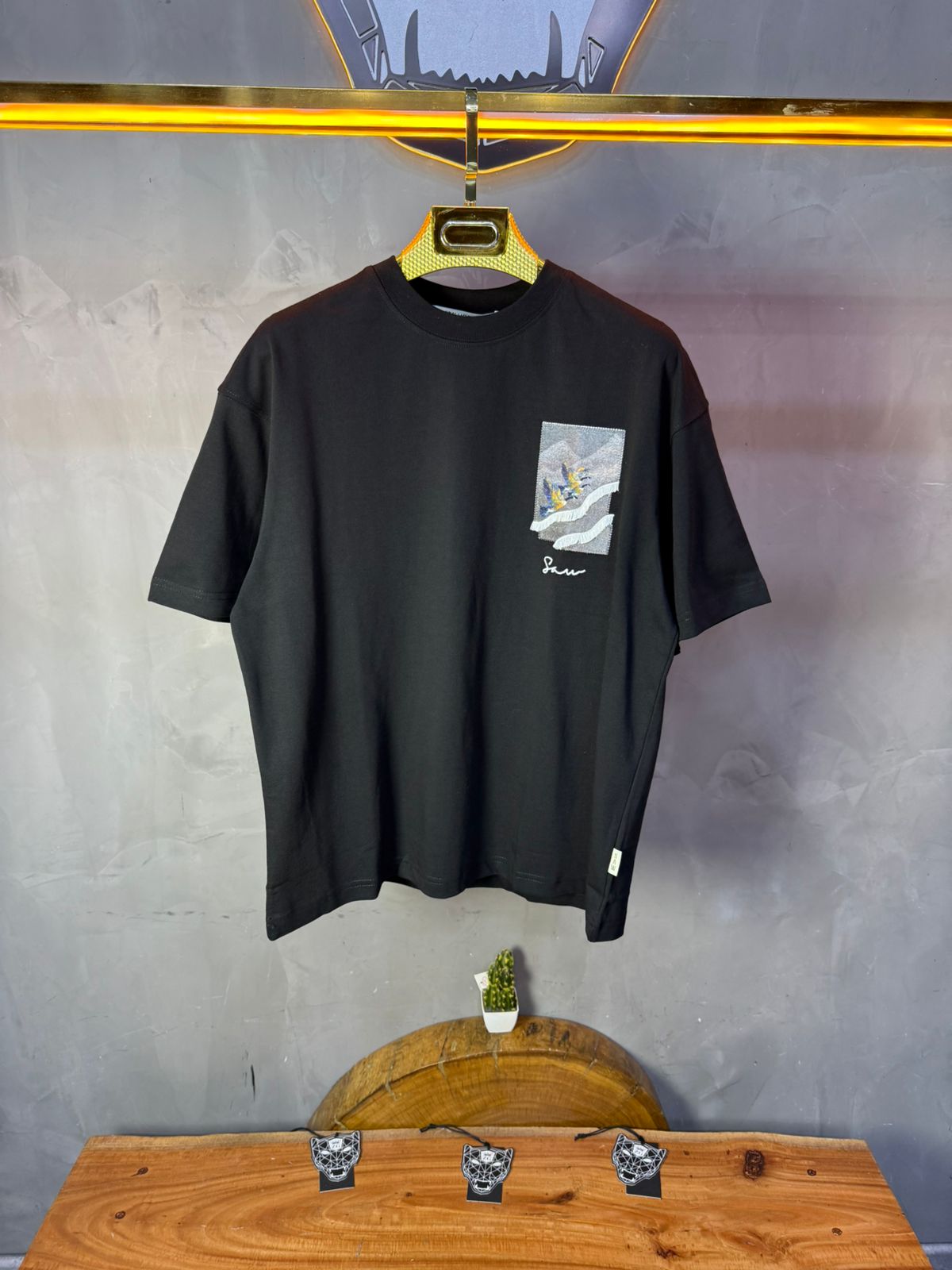 T-Shirt noir Oversize "Flying Eagle" – Broderie Artistique 5077 - ZG PREMIUM