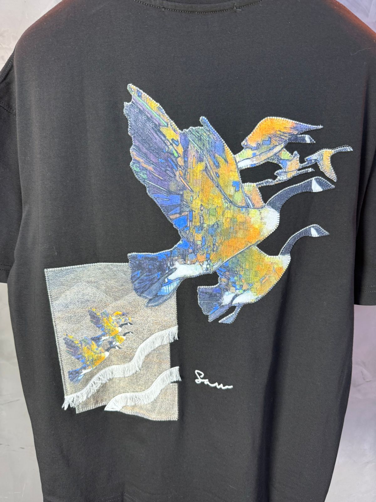 T-Shirt noir Oversize "Flying Eagle" – Broderie Artistique 5077 - ZG PREMIUM