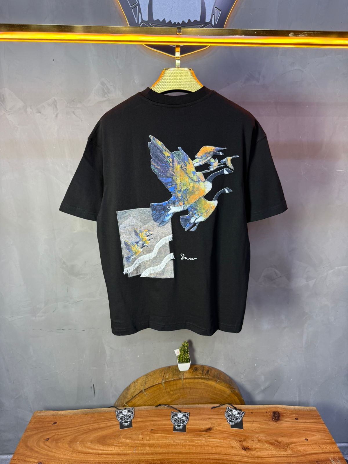 T-Shirt noir Oversize "Flying Eagle" – Broderie Artistique 5077 - ZG PREMIUM