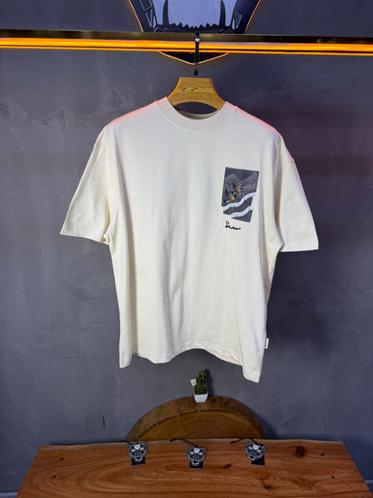 T-Shirt beige Oversize "Flying Eagle" – Broderie Artistique 5077 - ZG PREMIUM