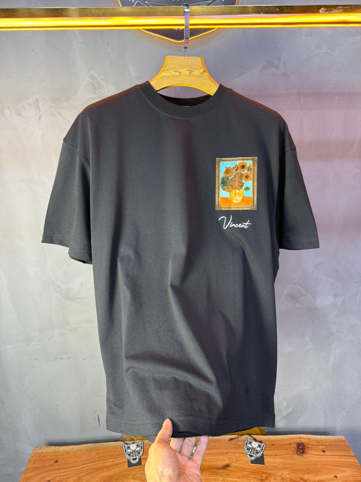 T-Shirt noir Oversize "Van Gogh x Tintin" – Patch Artistique 5083 - ZG PREMIUM