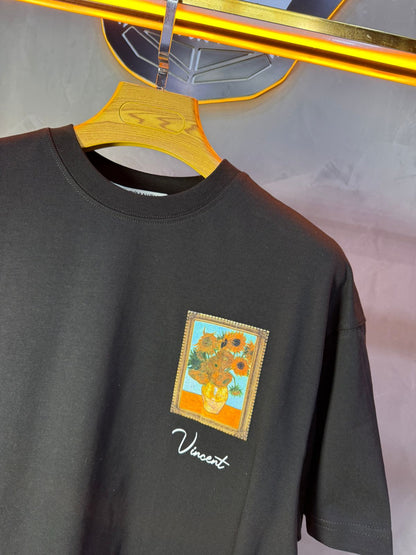 T-Shirt noir Oversize "Van Gogh x Tintin" – Patch Artistique 5083 - ZG PREMIUM