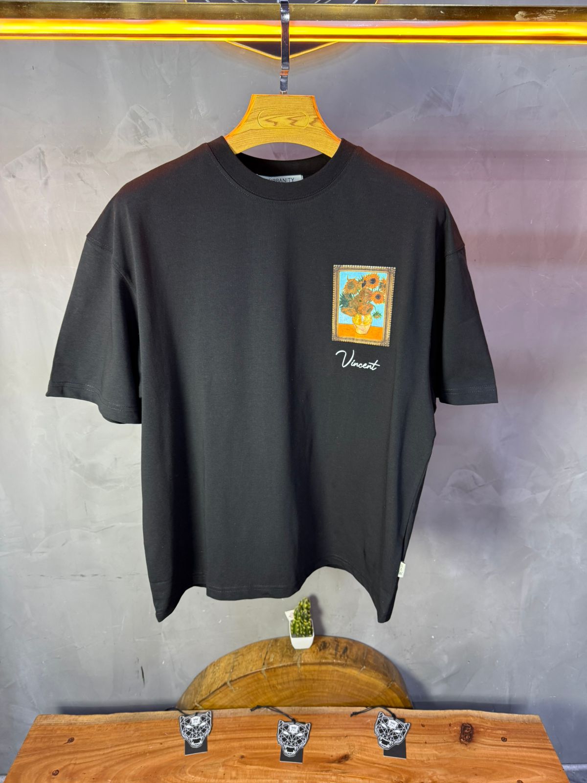 T-Shirt noir Oversize "Van Gogh x Tintin" – Patch Artistique 5083 - ZG PREMIUM