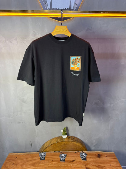 T-Shirt noir Oversize "Van Gogh x Tintin" – Patch Artistique 5083 - ZG PREMIUM