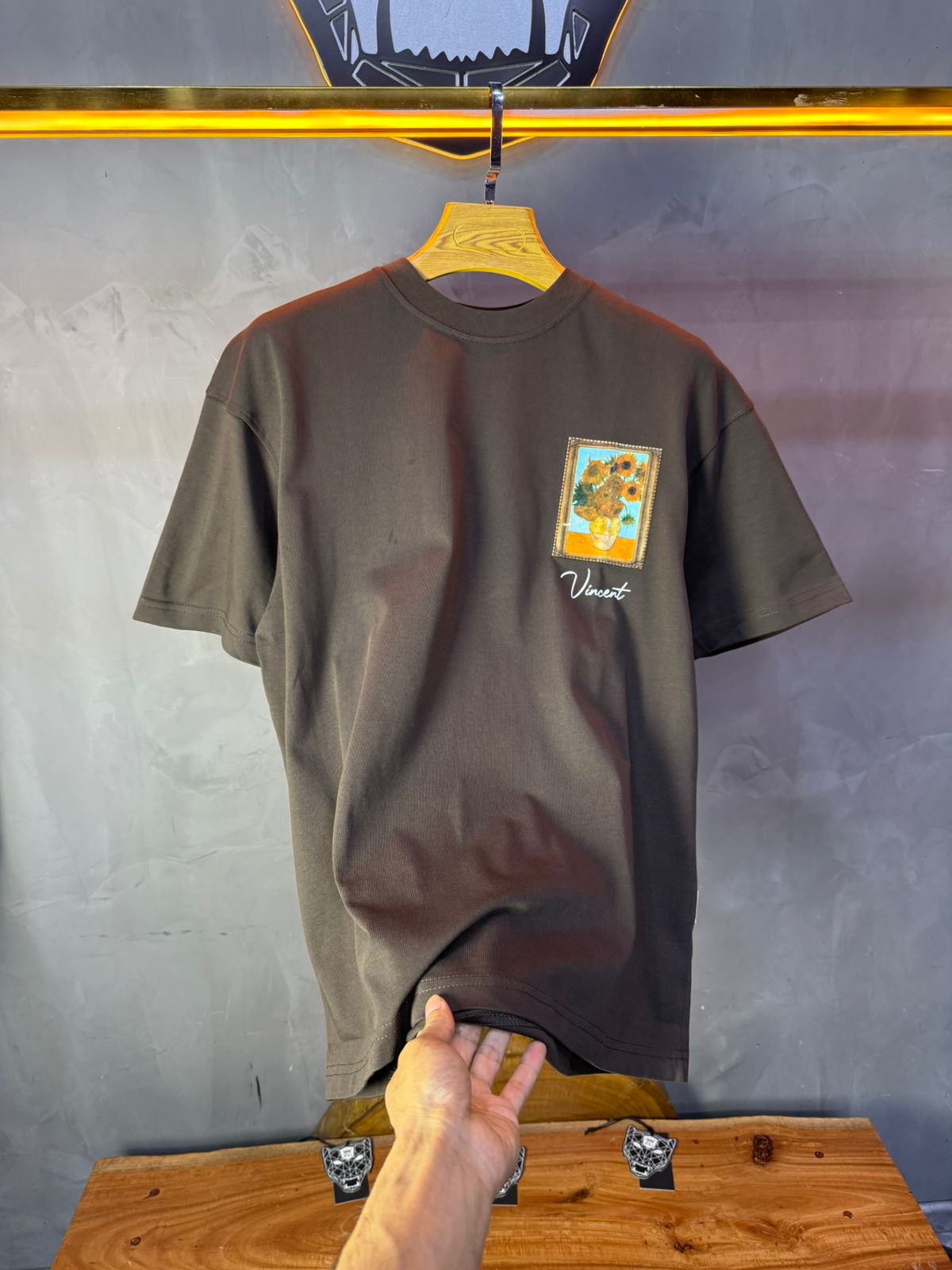 T-Shirt brown Oversize "Van Gogh x Tintin" – Patch Artistique 5083 - ZG PREMIUM
