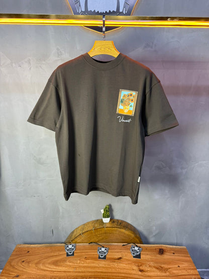 T-Shirt brown Oversize "Van Gogh x Tintin" – Patch Artistique 5083 - ZG PREMIUM