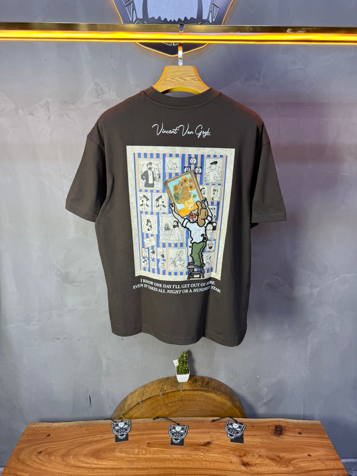 T-Shirt brown Oversize "Van Gogh x Tintin" – Patch Artistique 5083 - ZG PREMIUM