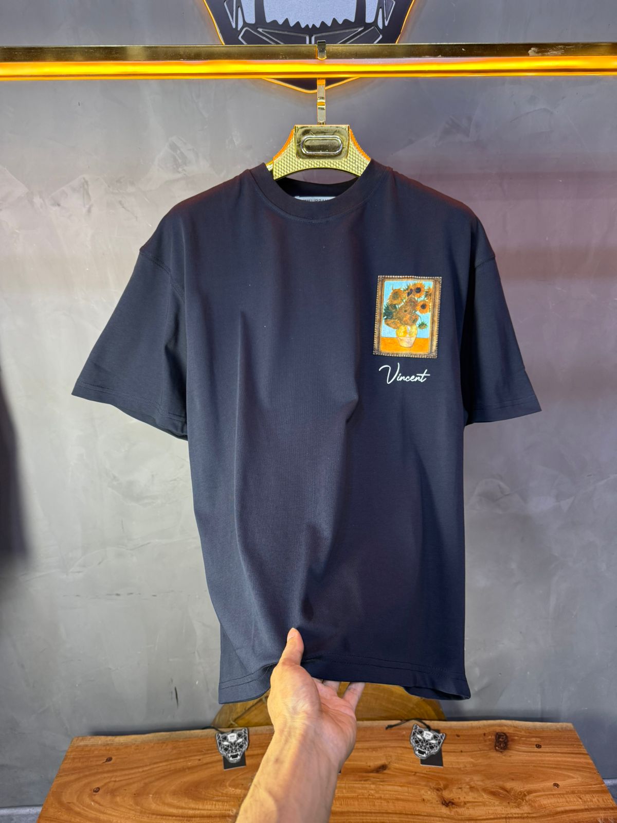 T-Shirt blue Oversize "Van Gogh x Tintin" – Patch Artistique 5083 - ZG PREMIUM