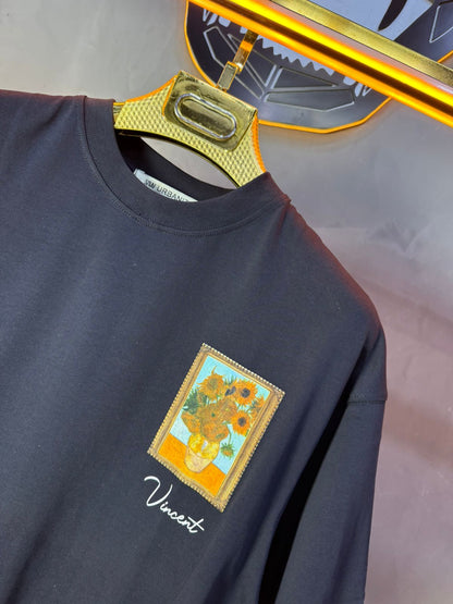 T-Shirt blue Oversize "Van Gogh x Tintin" – Patch Artistique 5083 - ZG PREMIUM