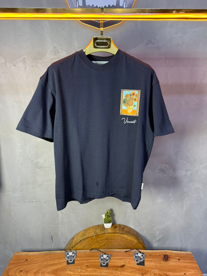 T-Shirt blue Oversize "Van Gogh x Tintin" – Patch Artistique 5083 - ZG PREMIUM