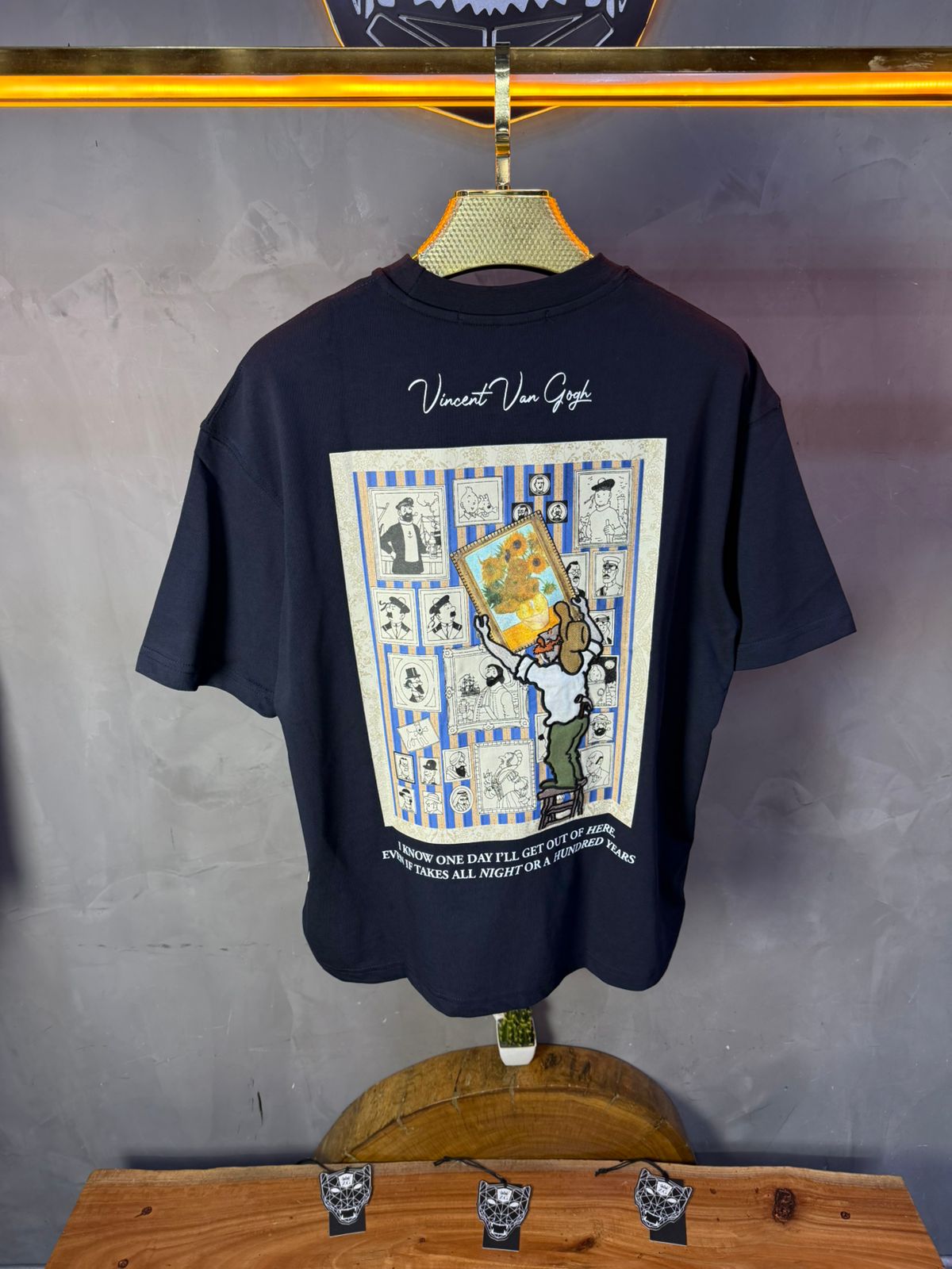 T-Shirt blue Oversize "Van Gogh x Tintin" – Patch Artistique 5083 - ZG PREMIUM
