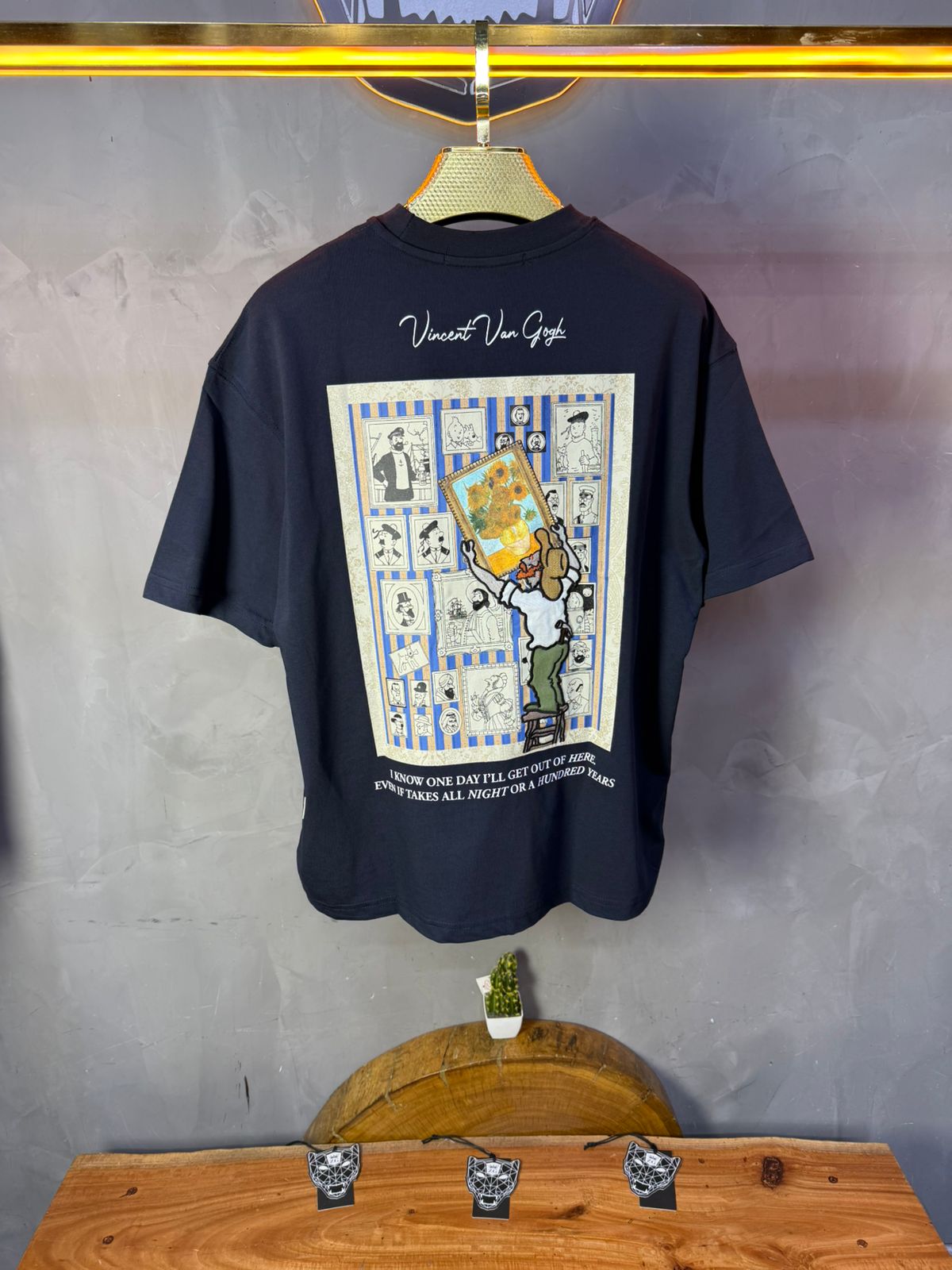 T-Shirt blue Oversize "Van Gogh x Tintin" – Patch Artistique 5083 - ZG PREMIUM