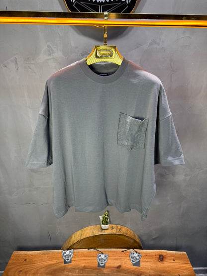 T-Shirt Oversize Gris – Poche Denim AJ6368 - ZG PREMIUM
