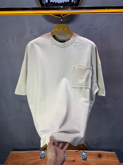 T-Shirt Oversize beige – Poche Denim AJ6368 - ZG PREMIUM