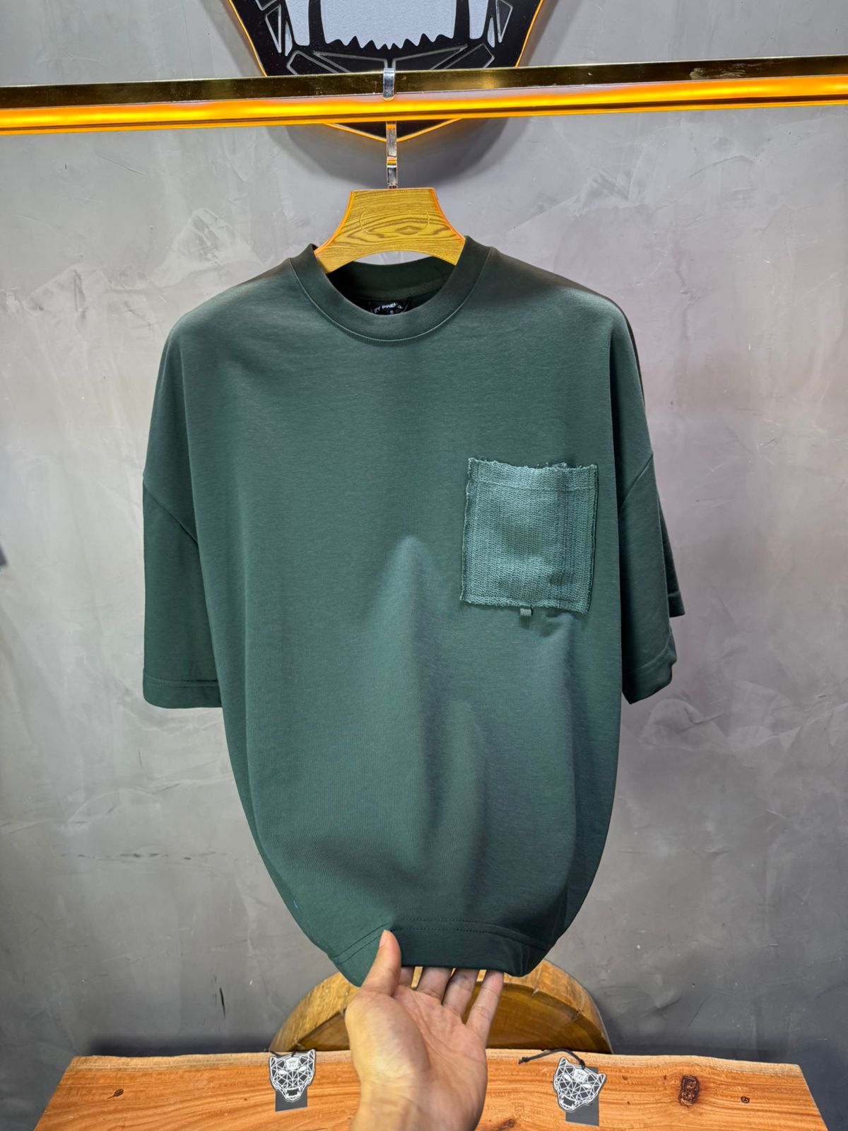 T-Shirt Oversize vert – Poche Denim AJ6368 - ZG PREMIUM