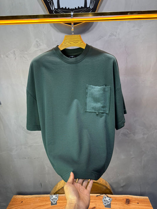 T-Shirt Oversize vert – Poche Denim AJ6368 - ZG PREMIUM