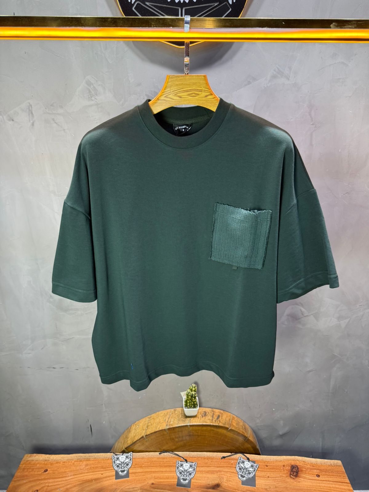 T-Shirt Oversize vert – Poche Denim AJ6368 - ZG PREMIUM