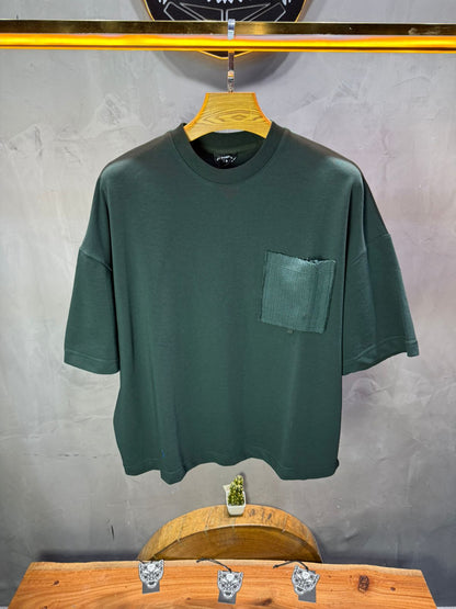 T-Shirt Oversize vert – Poche Denim AJ6368 - ZG PREMIUM