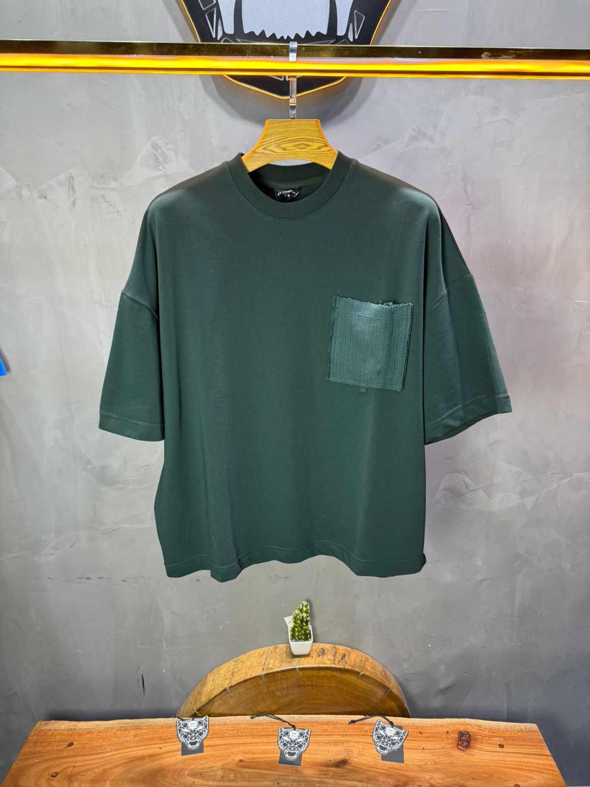T-Shirt Oversize vert – Poche Denim AJ6368 - ZG PREMIUM