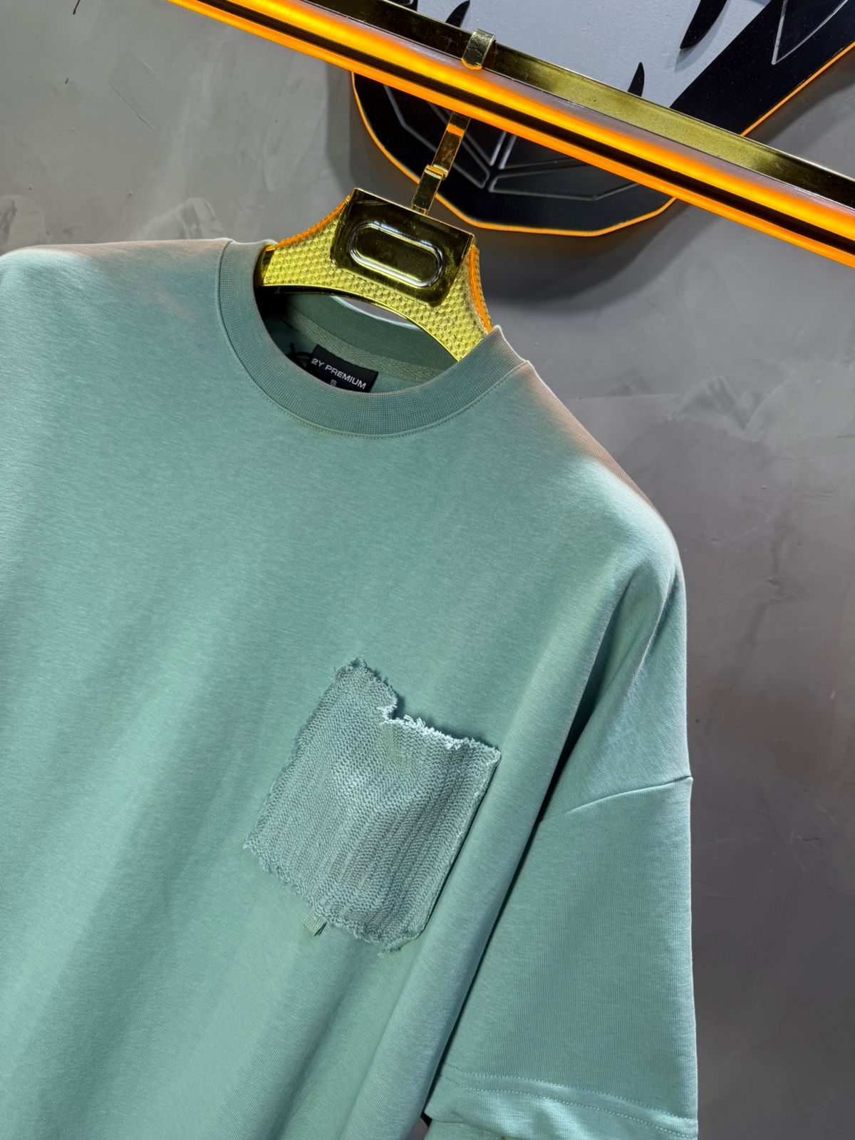 T-Shirt Oversize vert – Poche Denim AJ6368 - ZG PREMIUM